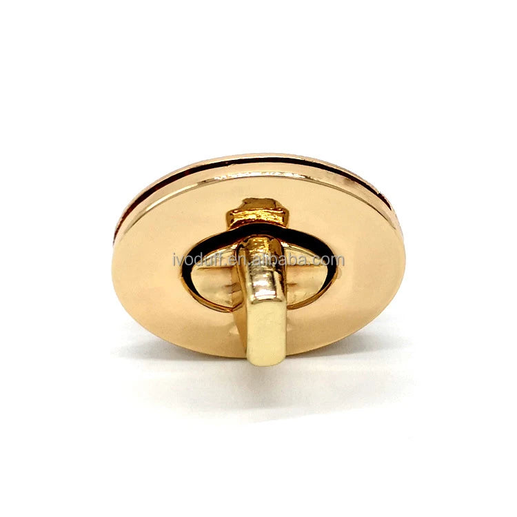 Metal Handbag Purse Lock Buckle Accessories 35x27mm Light Gold Oval Shape Turn Lock