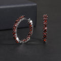 RZ0006 Abiding Fine Jewelry Custom Natural Red Garnet Gemstone Two Tone Plated 925 Sterling Silver Hoop Earrings