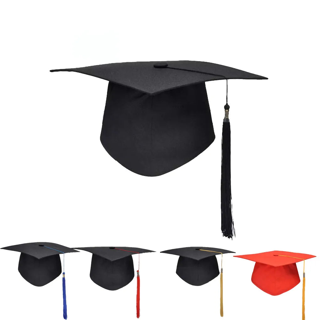 Adult University Academic Hat Mortar Board Bachelor Graduation Cap with Tassels for Outdoor Scene Bachelors Master Doctor