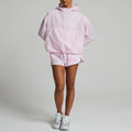 Solid Color Casual Loose Sports Style Zipper Women Tracksuits Long Sleeve Jackets with Shorts Sports 2 Pieces Sets