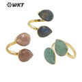 WT-R402 Adorable Labradorite  Sun Stone Natural Stone Adjustable Ring Surface Smooth Unblemished Gemstone Ring