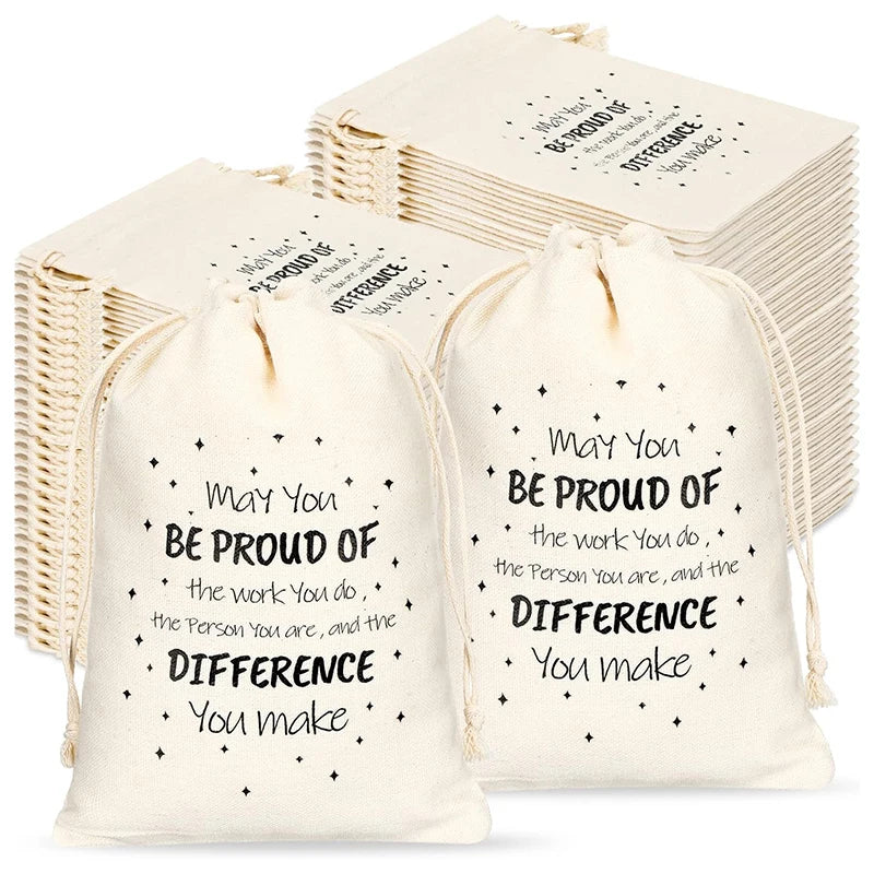 Custom Logo Printing 4x6 Inch Cotton Employee & Coworker Gift Drawstring Bags Thank You Gift Team Gift Bags