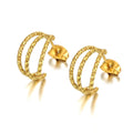 Fashion Jewelry Custom Geometric Gold Triple Stainless Steel Hoop Earrings Women Accessories Wholesale