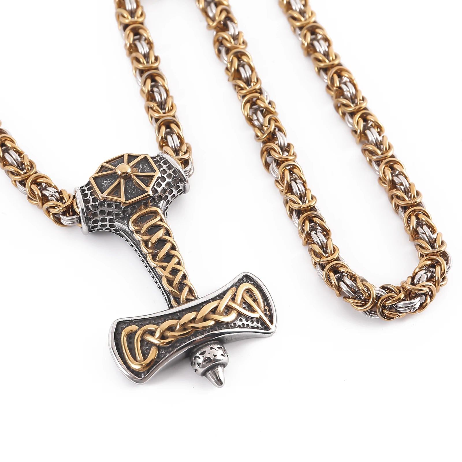 Viking Souvenir Stainless Steel King Chain Necklace Men's Viking Necklace Norse Myth Thor Necklace Viking Jewelry