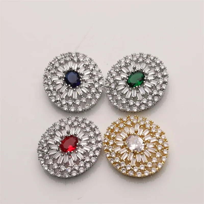 Fashion Jewelry Gold Plated Brass Cubic Zirconia Luxury Flower Shape Connector Charms for Bracelets Necklaces DIY Jewelry Making