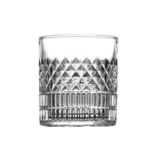 Loveyalty Modern Japanese/American Style 3D Relief Aurora Bright Transparent Lead-Free Crystal Whisky Glass Shot Tumbler 335ml