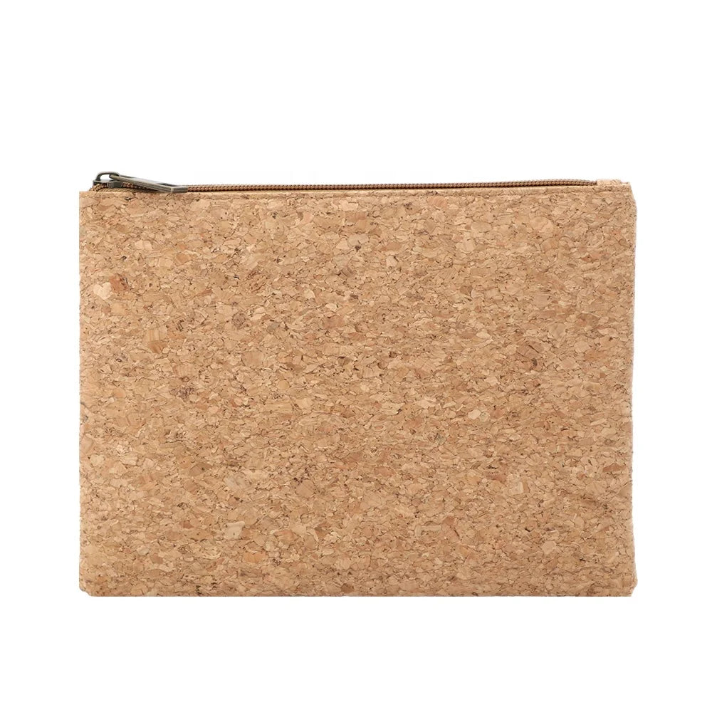 Hot Selling Small Pouch Environmental protection Cork Bag with logo Women Cork Clutch Make up Bags Cork Cosmetic Bag