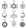 Changda 925 Sterling Silver Witchy Jewelry Triple Moon Goddess Wicca Hecate Lilith Pendant Necklace