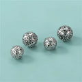 10mm 12mm Oxidized 925 Sterling Antique Silver Hollow Flower Pattern Beads for Necklace Bracelet Jewelry Making
