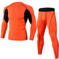 2 Pcs Long Sleeve Gym Basketball Football Training Sportswear Elastic Waist Compression Tight Fitness Sweatsuit Sets Baselayer