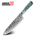 Premium AUS 10 45-Layer Chef Knife 8-Inch Carbon Steel Damascus Eco-Friendly Kitchen Knife with Abalone