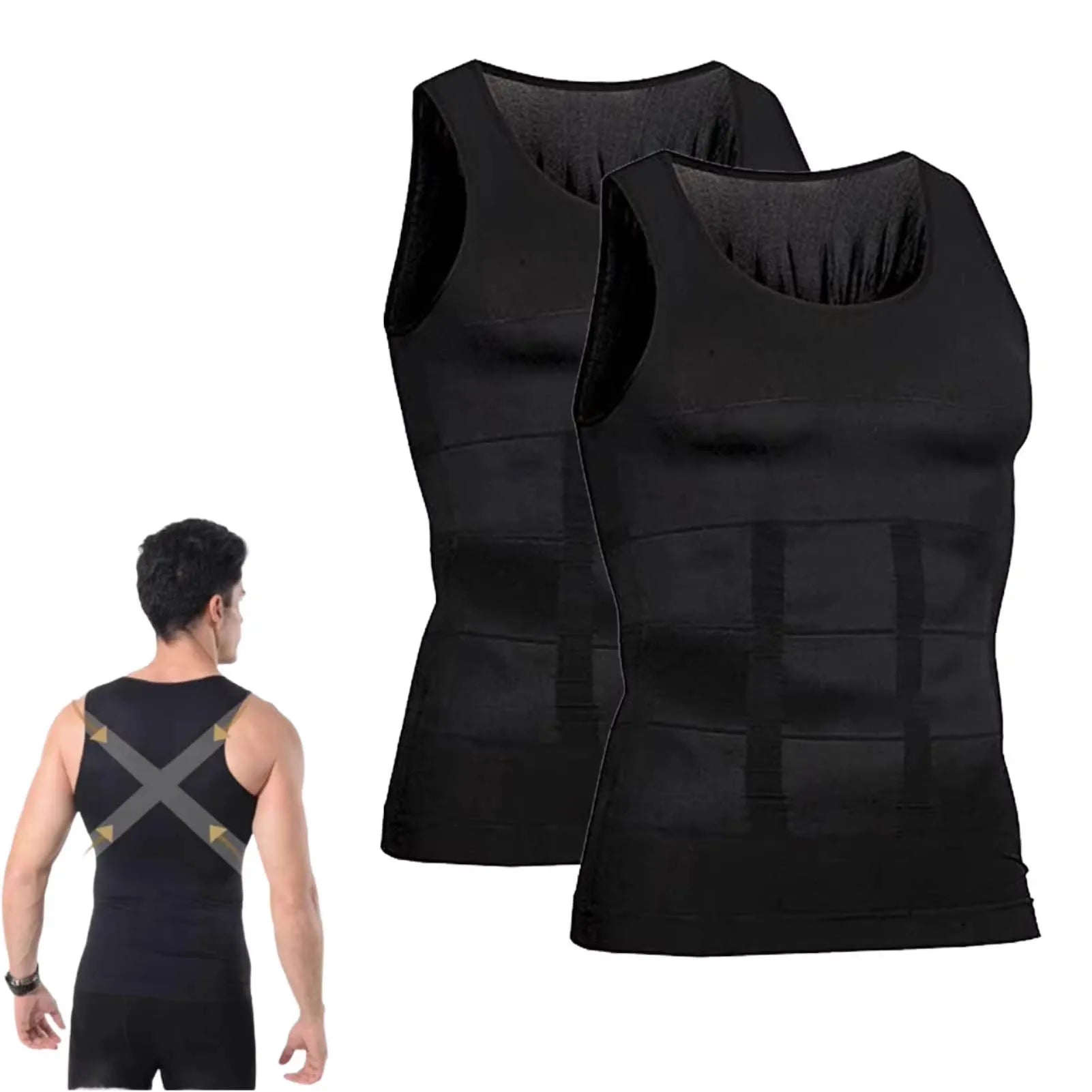 Mens Compression Shirt Slimming Body Shaper Vest Workout Tank Tops Abs Abdomen Undershirts
