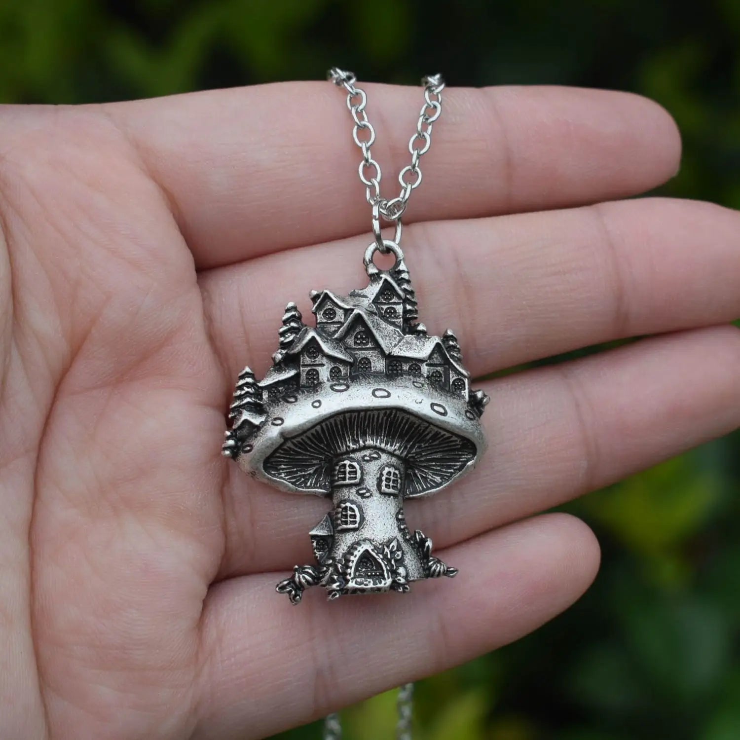 Wholesale Vintage Mysterious Forest Mushroom House Pendant Necklaces for Men and Women Fashion Jewelry