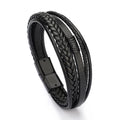 New Arrival Men's Leather Handmade Jewelry Layered Leather Bracelet Magnetic Clasp Wrap Bracelet for Men
