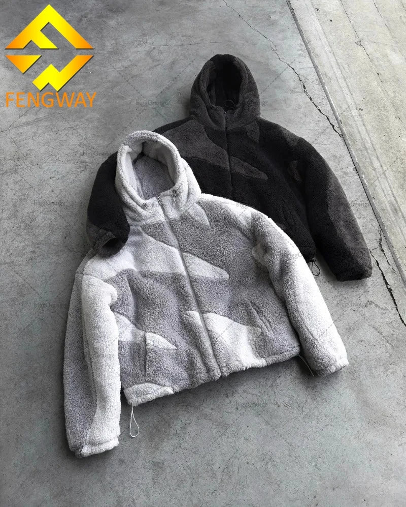Customizable Wool Jacket by Streetwear Clothing Manufacturer Men's Hooded Jaket Zip Sherpa Polar Fleece for Winter