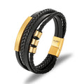 Premium Braided Leather Wristband Stainless Steel Magnetic Clasp Genuine Leather Bracelets Fashionable Jewelry for Men