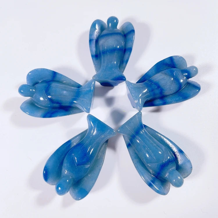 Huiying Sale Factory Supply Stone Angels Blue Aventurine Animal Carvings Crafts