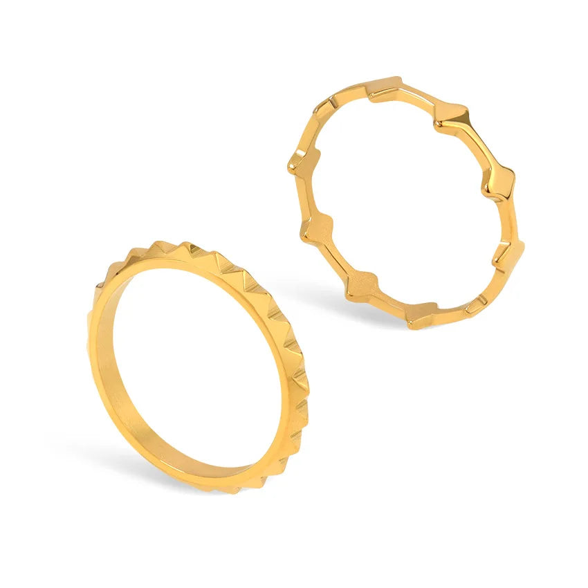 Fashion New Diamond Titanium Steel Ring Waterproof Stainless Steel Plated 18k Gold Personality Ring Jewelry