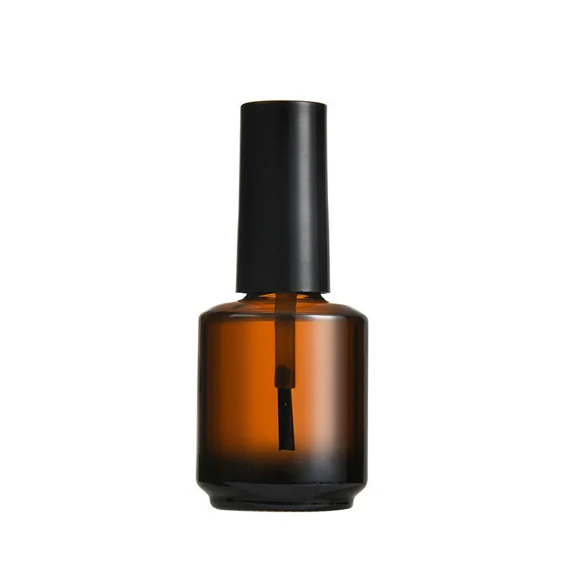 Empty Glass Bottle 15 ml Transparent Amber Matte Black  Round Shape Gel Nail Polish Glass Bottles with Brush Lid
