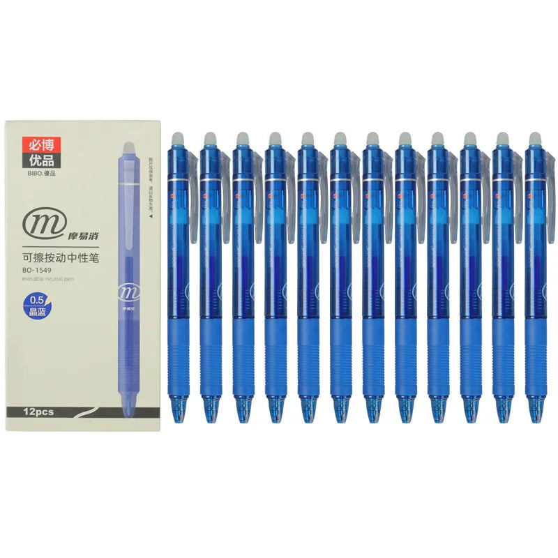 Press to Erase Neutral Pen Bullet Head Water Pen Student Pen Erasable Neutral Carbon Black Crystal Blue Two Colors