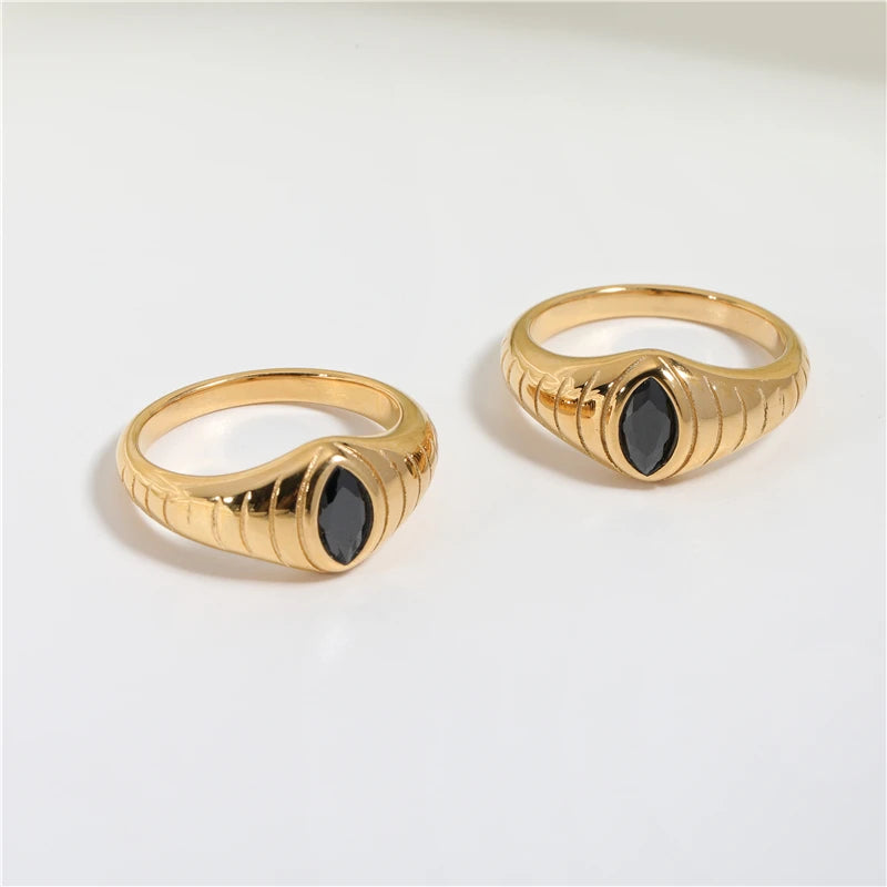 Non Tarnish & Waterproof Eye Shape Rings for Women  Stainless Steel Gold Jewelry