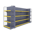 Fashionable American Gray Heavy Duty Double-Sided Metallic Shelves Hanging Basket Supermarket Equipment Display Rack