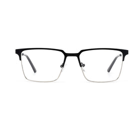 Half Frame Square Stainless Steel Reading Glasses Classic Fashion with Patterned Slingshot Pins Unisex 55-17-145