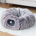 Hot Sale Long Fur Cat Tunnel Bed Soft Plush Nest for Pets Collapsible Plush Foldable Cat Tunnel House with Central Mat