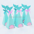 Wholesale Luxury Foldable Small Paper Candy Favor Box UV Coating Embossing Mermaid Shape for Wedding Birthday Party Decoration