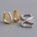 Fashion Jewelry 925 Sterling Silver Irregular square Cz Earrings Jewelry 18K Gold Plated Sterling Silver  Hoop Earrings