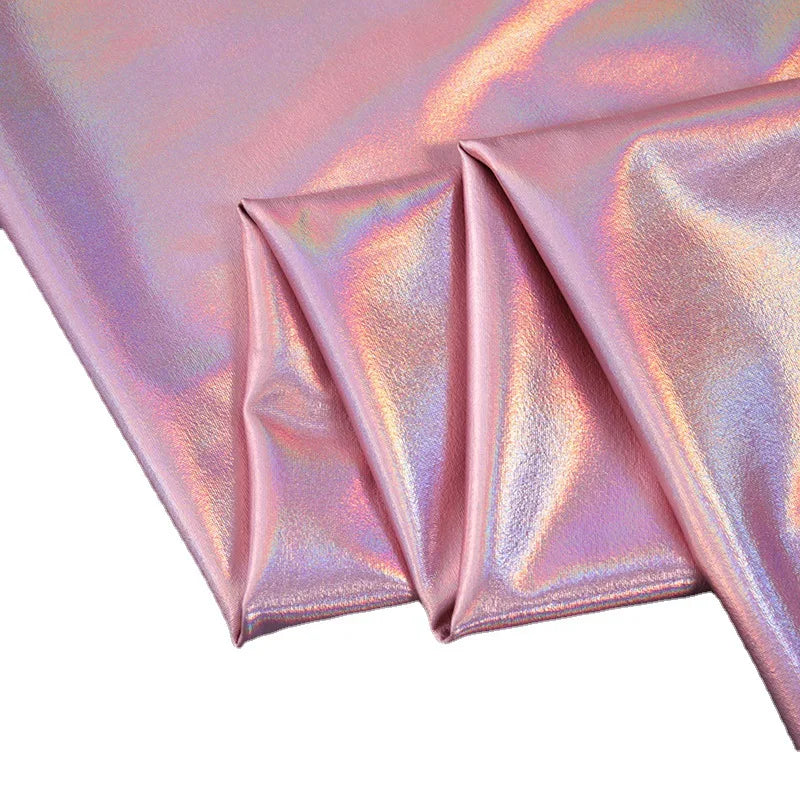 Rainbow Colorful Printed Shiny Polyester Spandex 4-Way Stretch Metallic Foil Fabric Sportswear Swimwear for Kids