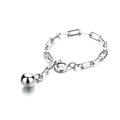 Minimalist Round Bead Jewelry Ring Adjustable Chain Ring S925 Silver Ring for Women