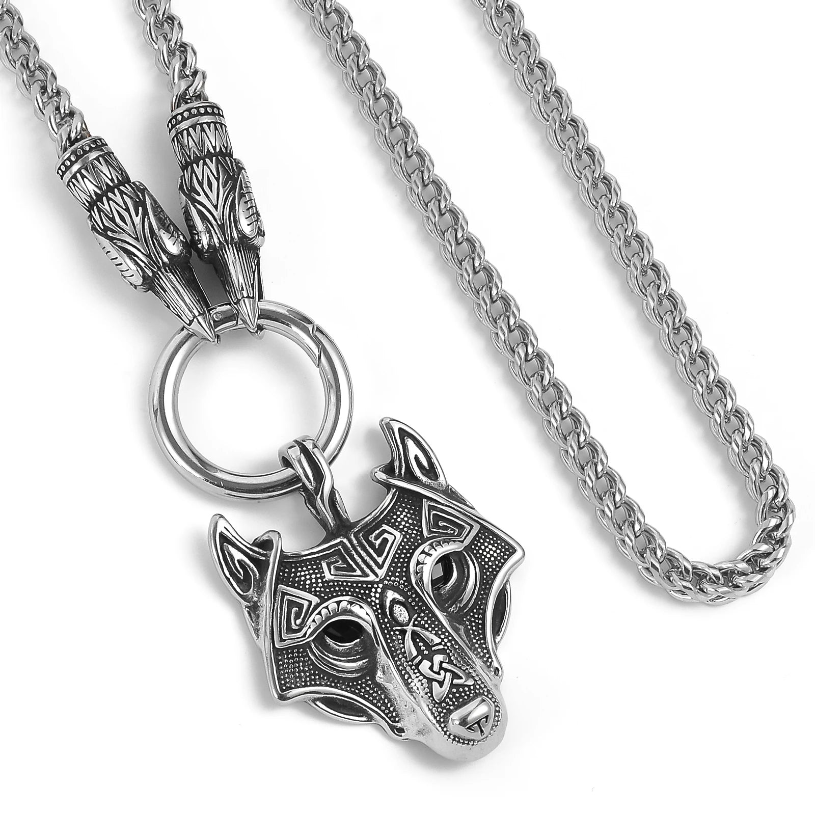 Viking Souvenir Stainless Steel King Chain Viking Necklace Men's Norse Wolf Pendant Necklace Viking Jewelry