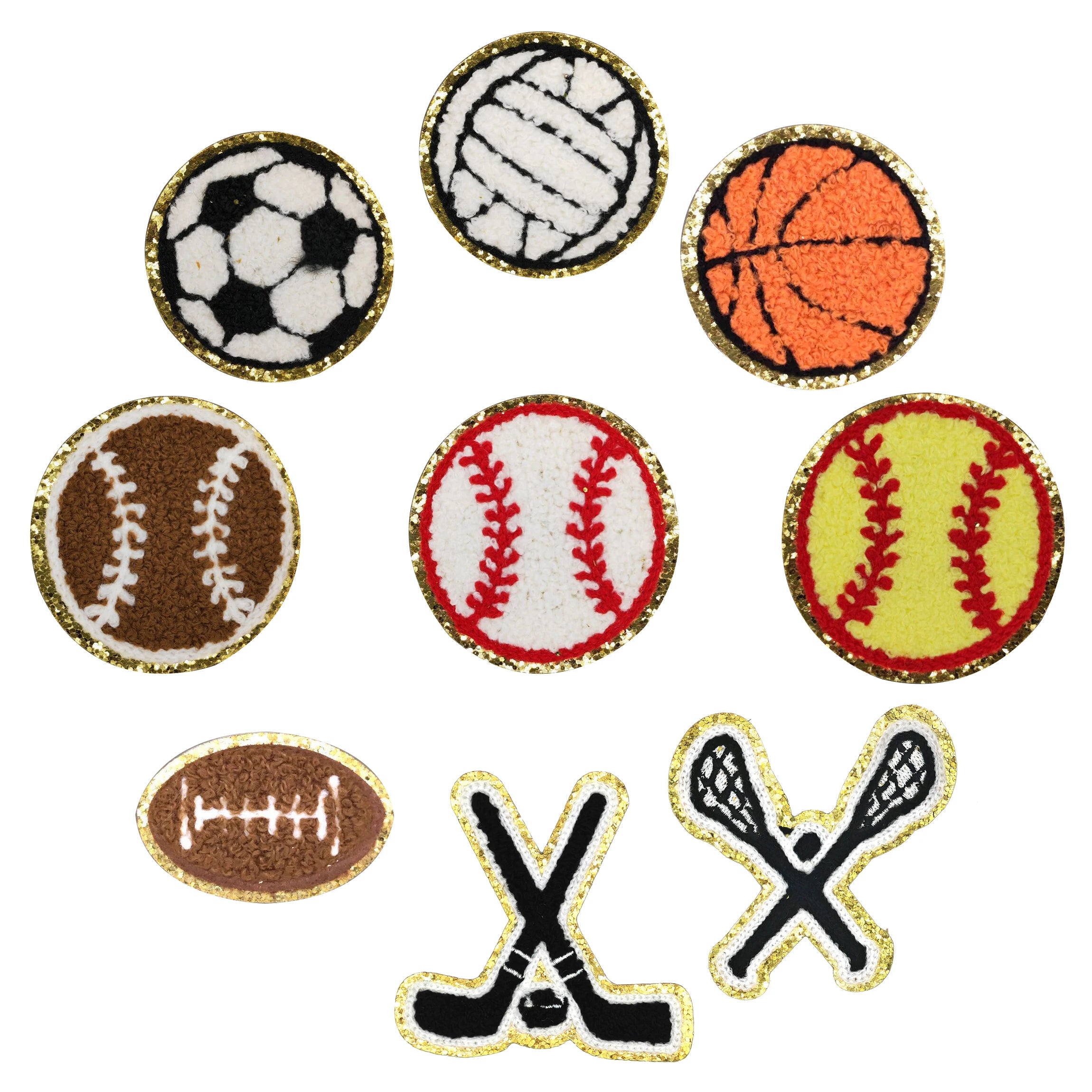 Exquisite Football Baseball Basketball Rugby Etc Chenille Embroidery Iron on Self Adhesive Patch