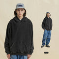 Vintage Oversized Sweatshirt 100% Cotton Terry Hoodie Heavyweight Acid Wash Winter Jacket With Unlined Solid Hooded Collar