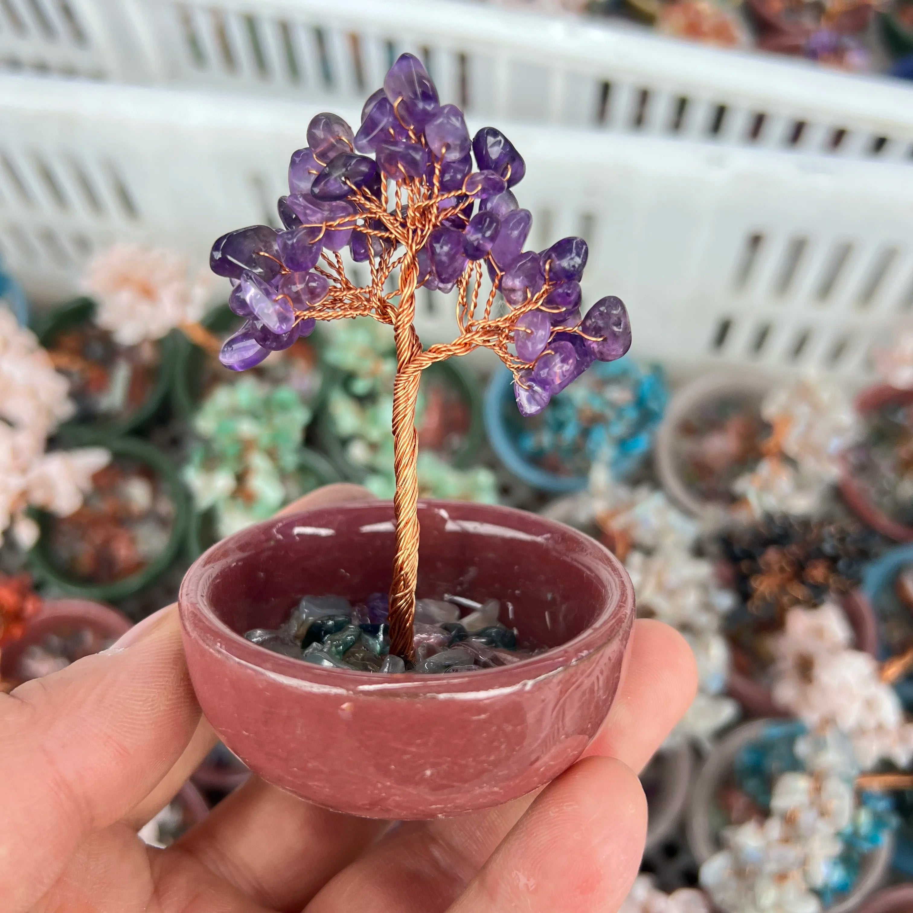 Wholesale Natural Carving Different Material Crystal Money Tree for Home Decoration