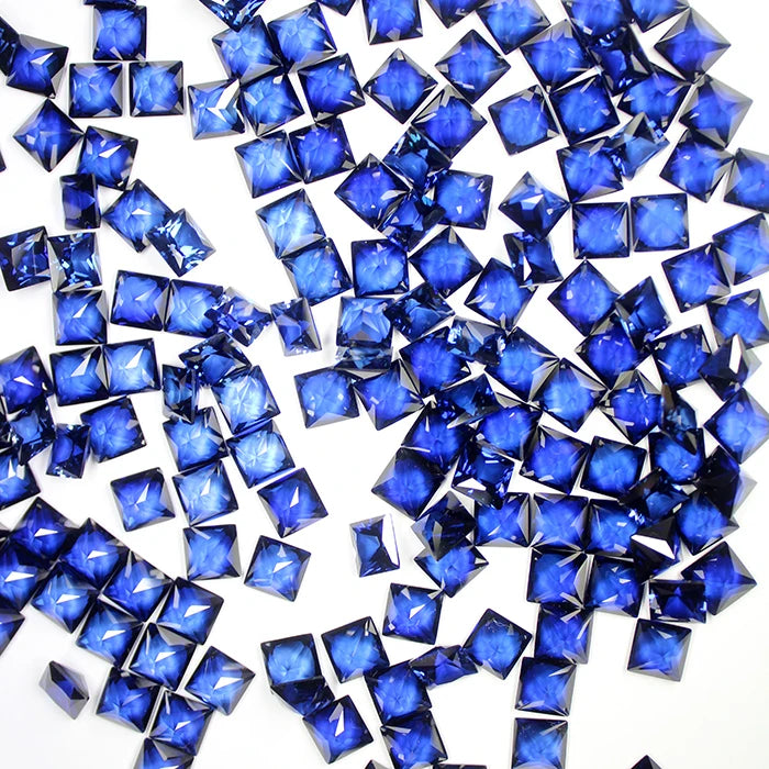 Hot Sale 5A square Princess Cut Synthetic Stone Blue Sapphire Gemstone for Jewelry