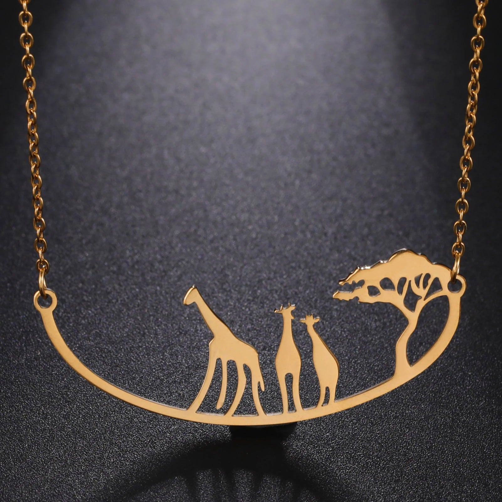 Myshape Giraffe Necklace for Women Girls Gold Color Mother Kids Family Stainless Steel Jewelry Pendant Necklace Valentine Gift