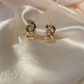 Senior Gold Huggie Earrings with Zircon Trendy Alloy Jewelry with Light Luxury Design Niche Sense Temperament