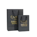 Wholesale Shopping Black Paper Bag Customized Logo Metallic Gold Paper Gift Bag