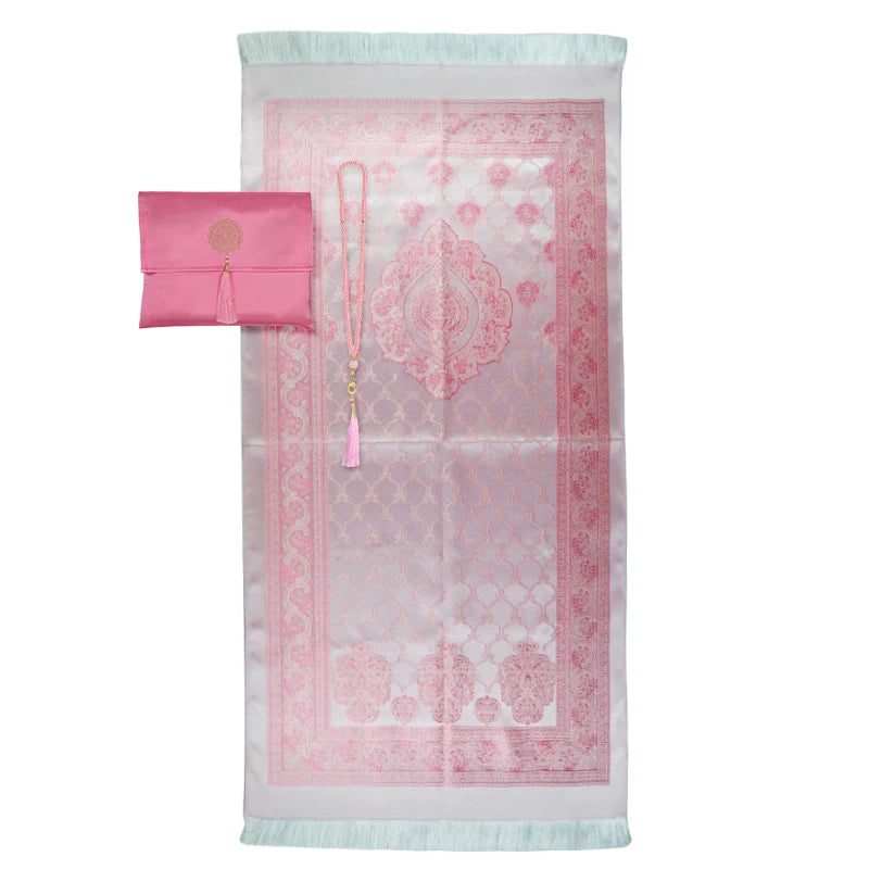 Hot Selling Modern Muslim Prayer Carpet Washable Polyester with Cushioned Beads and Portable Bag for Home and Travel Use