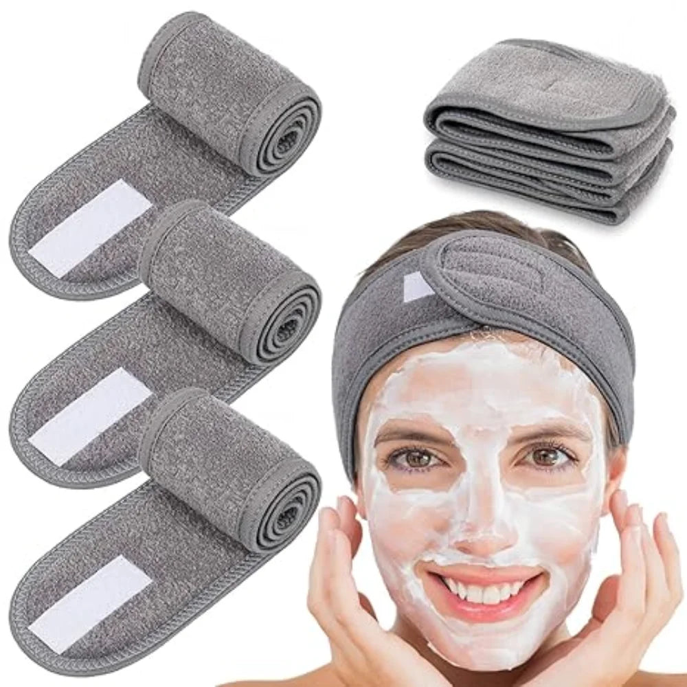 Unisex Headbands Spa Makeup Plush Velcro Adjustable Waffle Fabric Headband for Face Washing Minimalist Modern MegaBDM