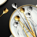 Stainless Steel Spoon Cute Ice Cream Coffee Soup Spoons Teaspoon Gold Plating Dessert Cake Sugar Spoon Home Restaurant Tableware