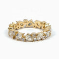 LOZRUNVE 925 Sterling Silver Wedding Band Women Large Diamond CZ Cluster Eternity Ring 18k Gold