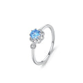 New Arrival 925 Sterling Silver Aquamarine Ring Blue CZ Sun Flower Exquisite Jewelry for Wedding Party Anniversary Daily Wear