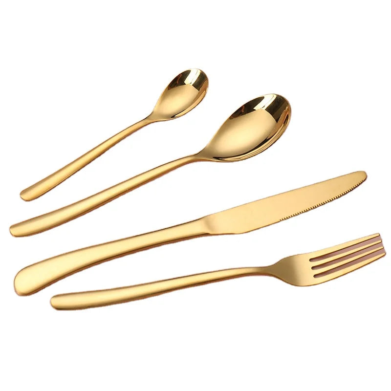 Hot Seller Flatware Stainless Steel Knife Spoon Fork Set Gold Cutlery Set for Wedding Gold Silverware Set Metal Flatware