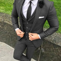Custom Made New Arrival Two Buttons Black Groom Men Suits Tuxedos Groomsmen Wedding for Prom Elegant Homme Groom Blazer Sets