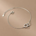 Genuine Fashion 925 Sterling Silver Cute Hollow Round Square CZ Charm Bracelets for Women Wedding Valentine's Day Gift
