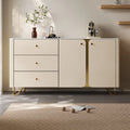 Modern Simple Saddle Leather Rock Board High Cabinet Solid Wood Sideboard Wall-Integrated Storage for Villa Entrance Living Room