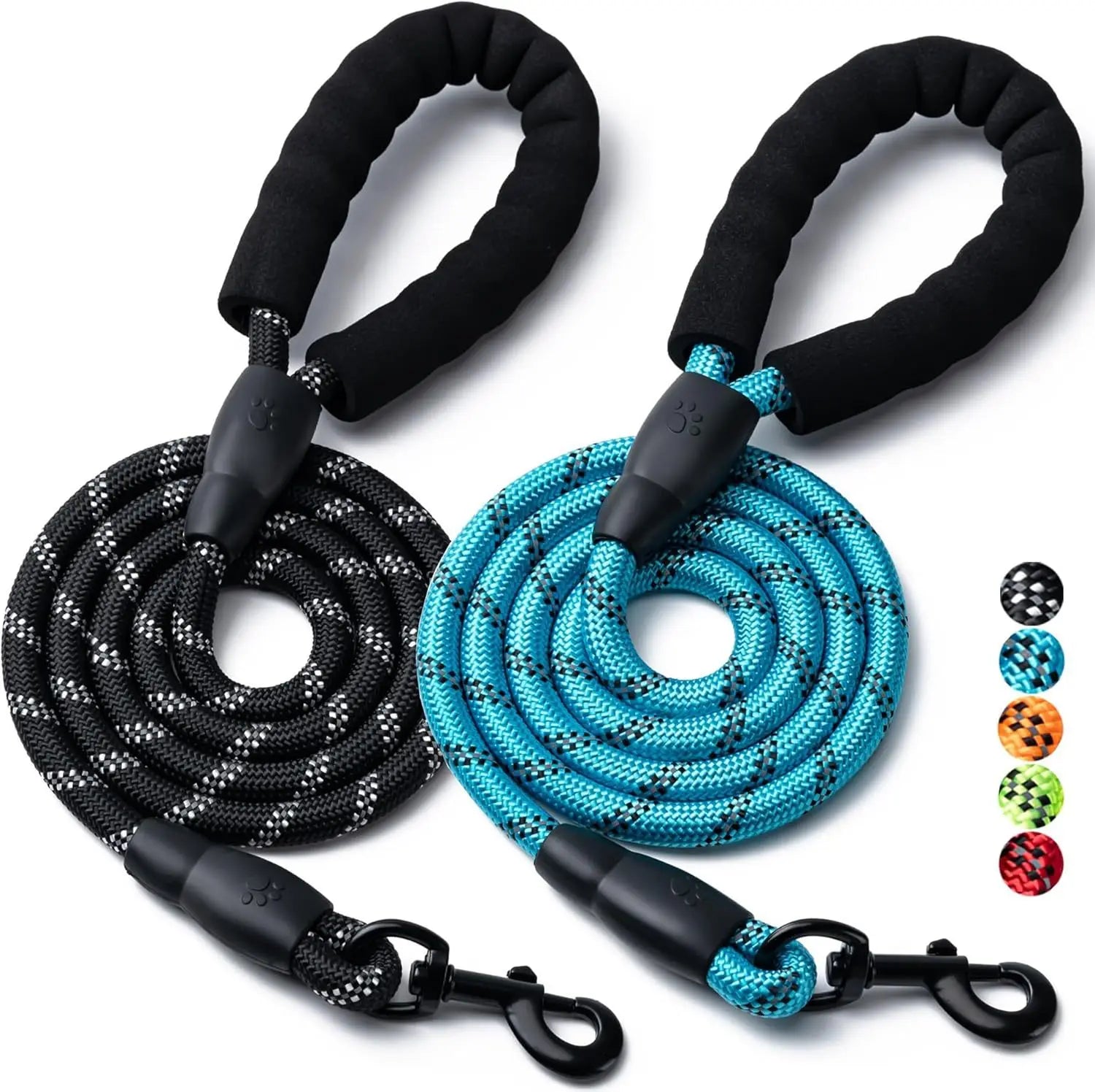 1.5m Nylon Braided Dog Leash for Small Medium Large Dogs Cats Night-Reflective Anti-Winding Hands-Free Lighting Padded Free